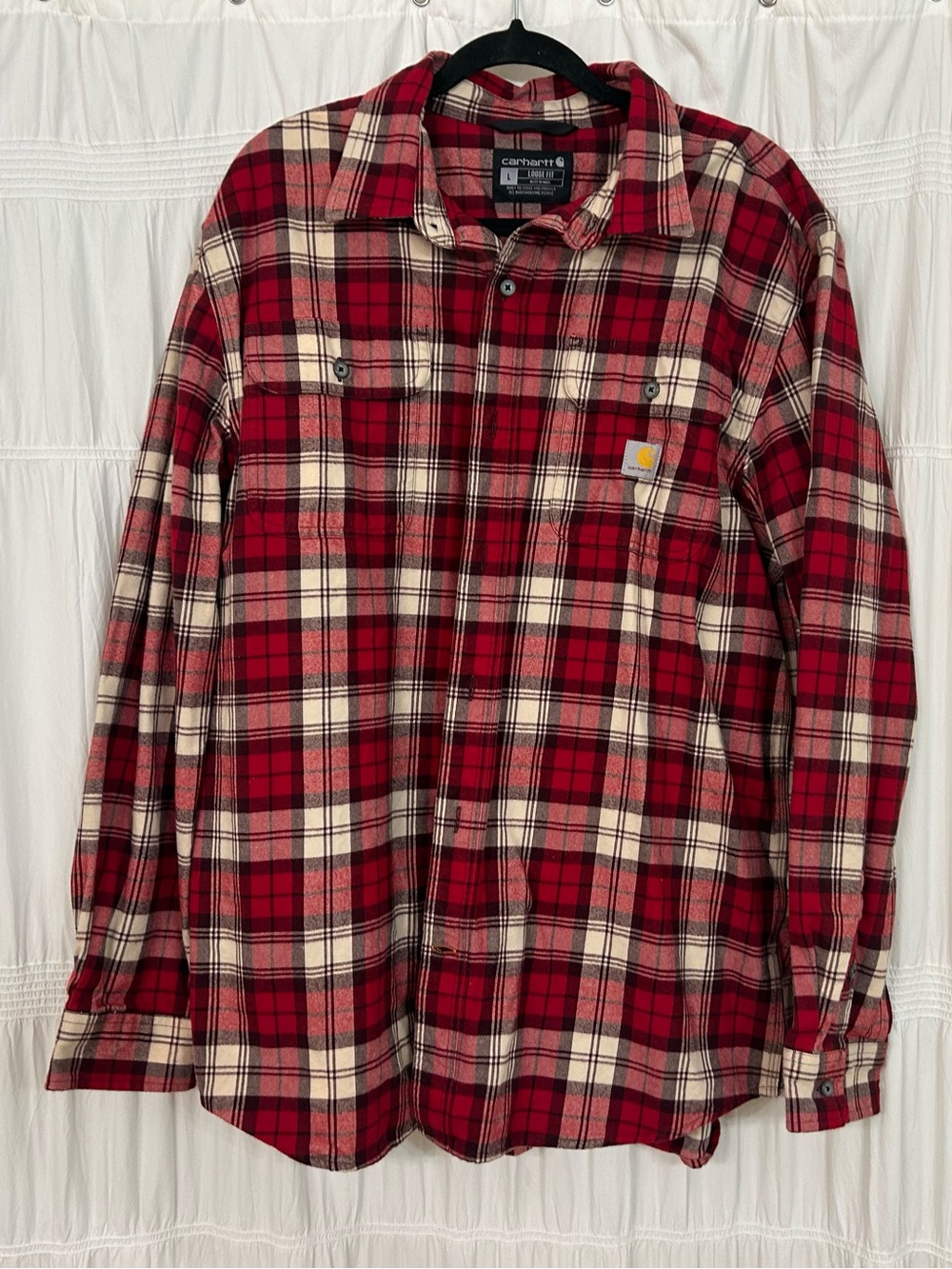 Carhartt Red & Cream Plaid Flannel Shirt